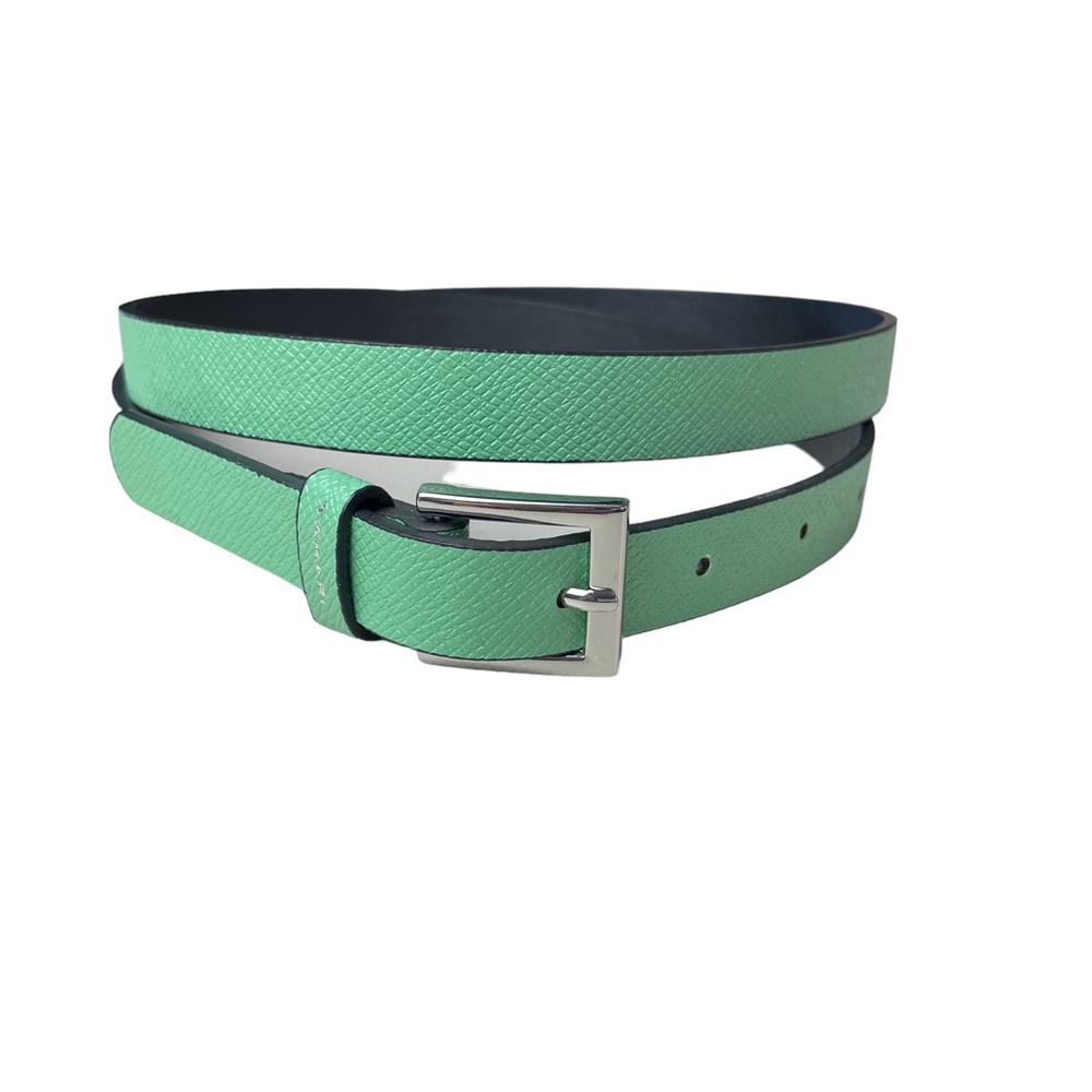 Tahari Skinny Belt Pop Of Color Light Green With Silver Buckle